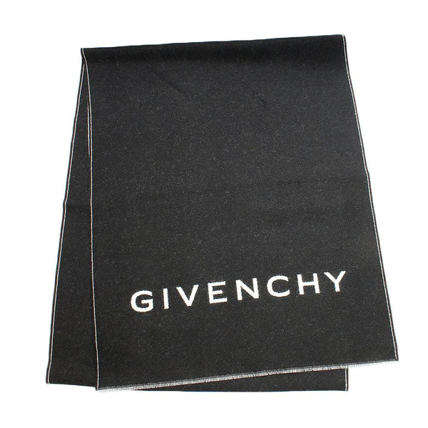 ジバンシィ GIVENCHY マフラー GV3518-J4546-1 メンズ ビッグロゴ ブラック ホワイト